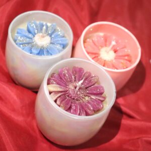Candle Jar with Daisy Flower
